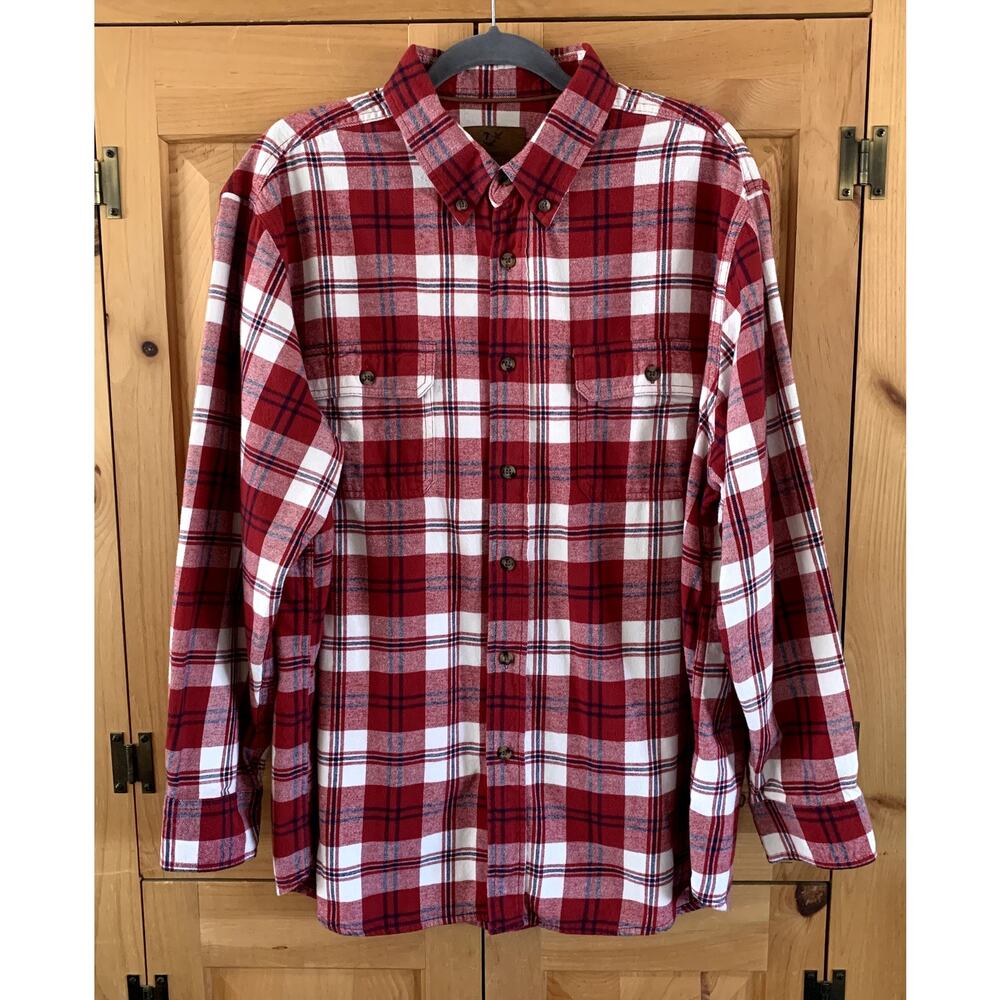 Outdoor Life Shirt Flannel Button Down Red Plaid Men's Size XL